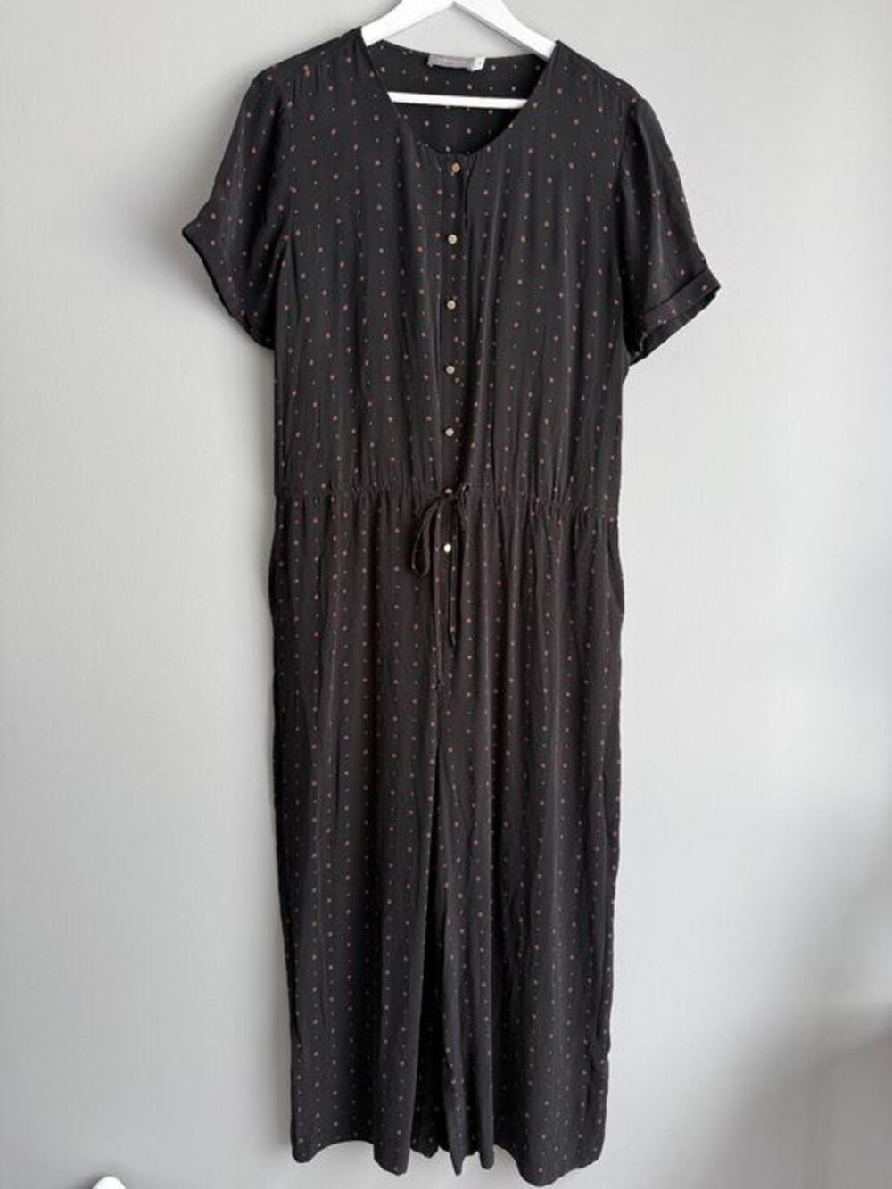 Mint Velvet Women Star Print Jumpsuit Sz 14 Black Copper Dark Academia Boho